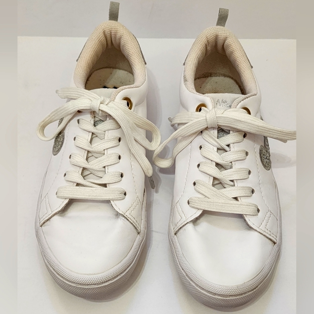 Disney Mickey Mouse Glitter White Sneakers Size 2 Kids
